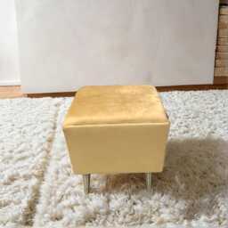 Plush Velvet Footstool Brass Legs, Versatile Ottoman - 46x46x46cm