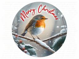 Robin Xmas Wreath Sign, Robins Appear, Christmas Robin in Holly, Plaque - thumbnail 1