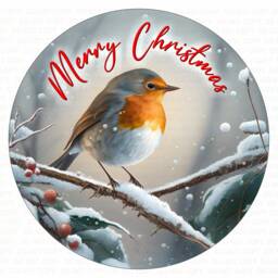 Robin Xmas Wreath Sign, Robins Appear, Christmas Robin in Holly, Plaque - thumbnail 3