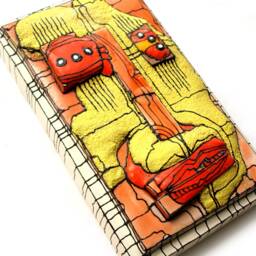 Abstract Ceramic Wall Mask Handmade Modern Sculpture - thumbnail 3