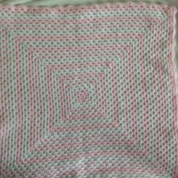 Baby Pink & White Crochet Granny Square Blanket - Made To Order - thumbnail 3
