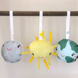 Earth Moon Sun Plush Baby Toy Rattle Crinkle Sensory Car Seat Toy - thumbnail 2