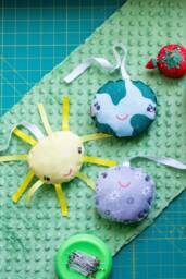 Earth Moon Sun Plush Baby Toy Rattle Crinkle Sensory Car Seat Toy