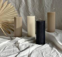 Ribbed Pillar Candle Thick Home Decor Candle - thumbnail 1