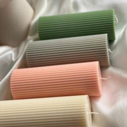 Ribbed Pillar Candle Thick Home Decor Candle - thumbnail 2