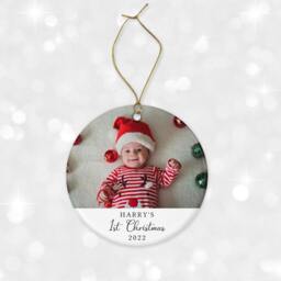 Baby's First Christmas Tree Decoration - Personalised Photo Ornament Ceramic Bauble Keepsake Gift - thumbnail 2