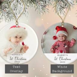 Baby's First Christmas Tree Decoration - Personalised Photo Ornament Ceramic Bauble Keepsake Gift - thumbnail 3