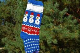 Hand Knitted Christmas Stocking, Home Decor, Personalized Christams Stocking With Snowmen