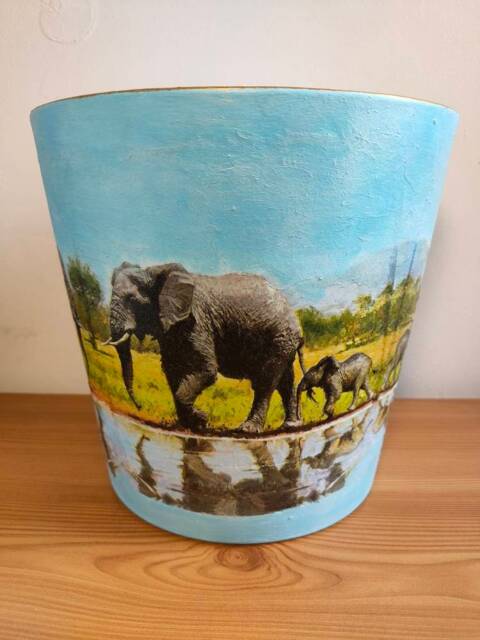 Plant Pot, Ceramic Pot, Pot & Planter, Flower Pot, Garden Pot, Indoor & Outdoor Pot, Decoupage, Gift, Plant Planter, Pot Saucer, Elephant Pot - image 1
