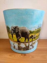 Plant Pot, Ceramic Pot, Pot & Planter, Flower Pot, Garden Pot, Indoor & Outdoor Pot, Decoupage, Gift, Plant Planter, Pot Saucer, Elephant Pot - thumbnail 1