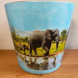 Plant Pot, Ceramic Pot, Pot & Planter, Flower Pot, Garden Pot, Indoor & Outdoor Pot, Decoupage, Gift, Plant Planter, Pot Saucer, Elephant Pot - thumbnail 2