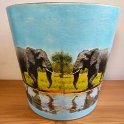 Plant Pot, Ceramic Pot, Pot & Planter, Flower Pot, Garden Pot, Indoor & Outdoor Pot, Decoupage, Gift, Plant Planter, Pot Saucer, Elephant Pot - thumbnail 3