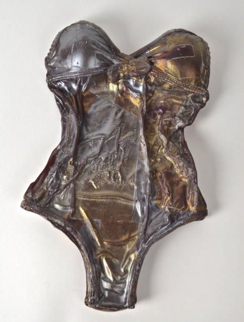 Glass Swimming Costume - One Of A Kind Iridised Glass Home Decor Wall Hanging Unique Man Cave Handmade Sculpture - image 1
