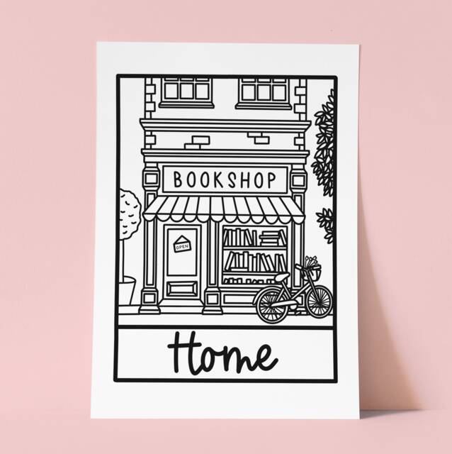 The Bookshop Is My Home Print - Book Lovers Print Bookish Gift Gift For Book Lover Worm - image 1