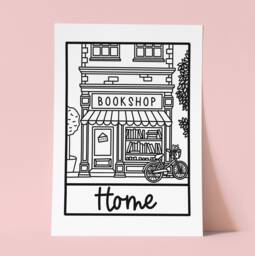 The Bookshop Is My Home Print - Book Lovers Print Bookish Gift Gift For Book Lover Worm - thumbnail 1