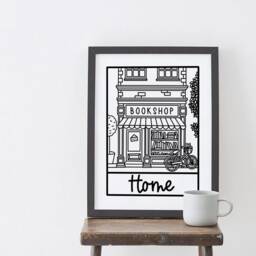 The Bookshop Is My Home Print - Book Lovers Print Bookish Gift Gift For Book Lover Worm - thumbnail 2