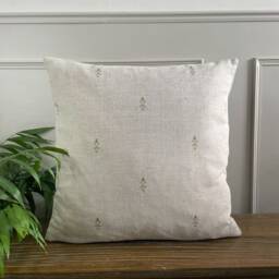 Fleur - Green - Block Pattern Linen Modern Farmhouse Cushion Covers - thumbnail 3