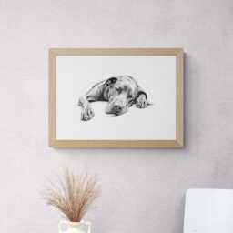 Sleeping Great Dane Print, Dog Vintage Sketch, Farmhouse Decor, Gifts - thumbnail 3