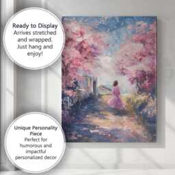 Pink Blossom Tree Country Lane Spring Landscape Canvas Wall Art Print Decor Picture Ready To Hang - thumbnail 3