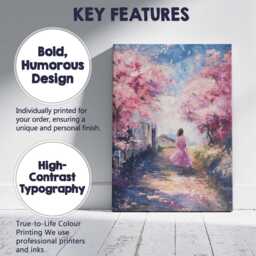 Pink Blossom Tree Country Lane Spring Landscape Canvas Wall Art Print Decor Picture Ready To Hang - thumbnail 2