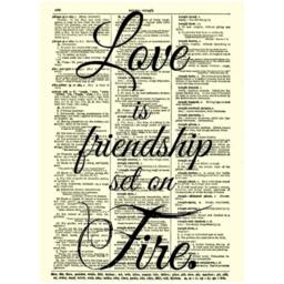 Love Is Friendship Set On Fire Quote Printed An Upcyled 1800S Dictionary Page, One Of A Kind Wall Decor - thumbnail 3
