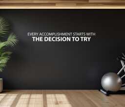 Diy Classroom Decor, Office Wall Gym Decal, Every Accomplishment Starts With The Decision To Try Sticker For Gym - thumbnail 1