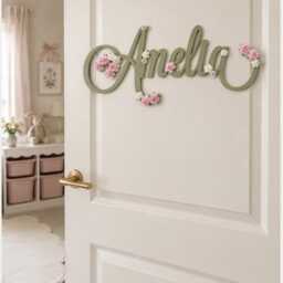 Personalised Nursery Wall Decor, Handmade Custom Wooden Name Sign, Kids Bedroom Door Sign - thumbnail 2