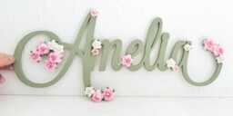 Personalised Nursery Wall Decor, Handmade Custom Wooden Name Sign, Kids Bedroom Door Sign - thumbnail 1