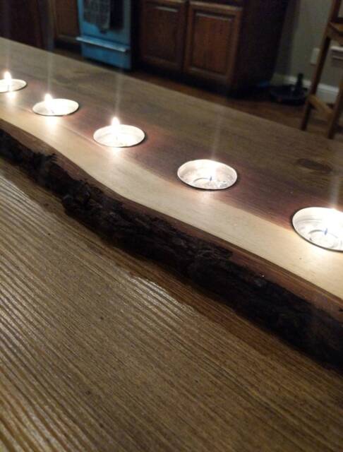 Handmade Black Walnut Live Edge Tea Light Candle Holder Rustic Decor - image 1