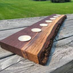 Handmade Black Walnut Live Edge Tea Light Candle Holder Rustic Decor - thumbnail 2