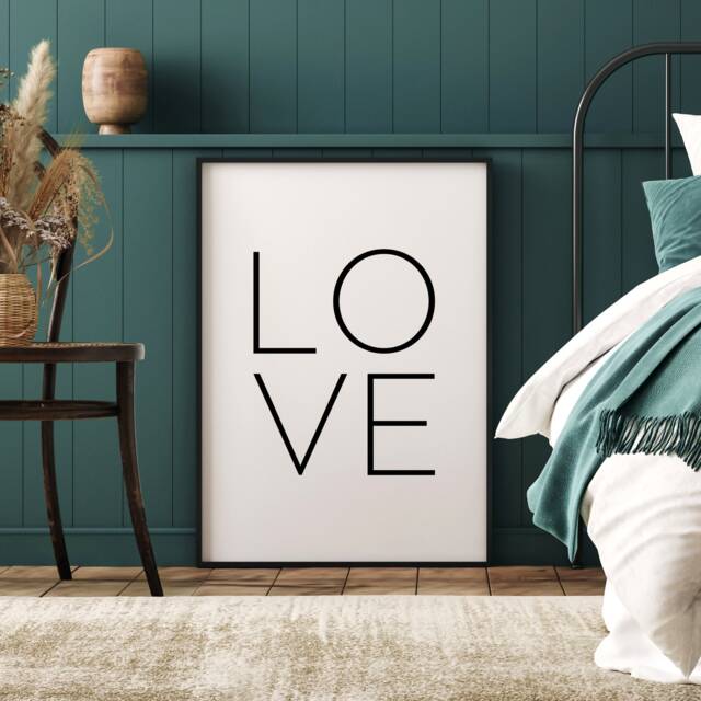 Love Print - Romantic Wall Art Room Decor Wedding Anniversary Birthday Gift Typography Poster Unframed - image 1