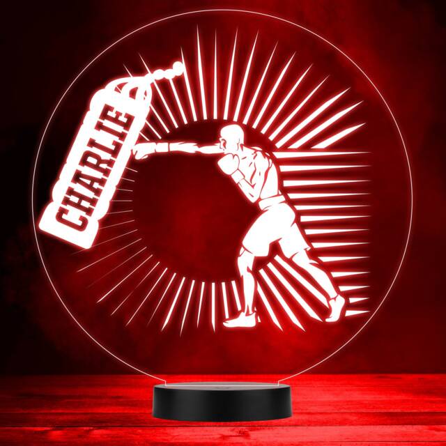 Boxing Punching Bag Boxer Silhouette Sports Fan Led Colour Night Light - image 1