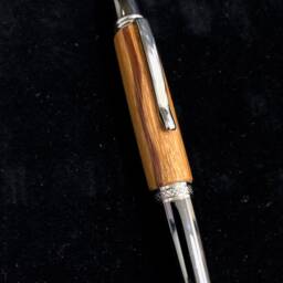 Exotic Marblewood, Hand-Crafted Wood Pen, Beautiful Dark Figure Lines , Platinum Finished Fittings, Great Gift, Unique - thumbnail 2