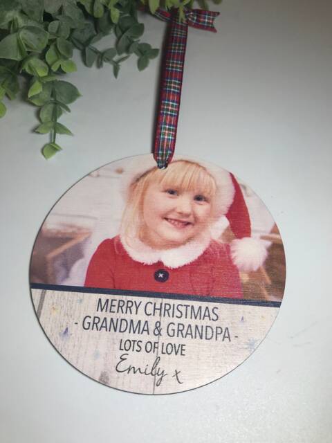 Personalised Wood Hanging Christmas Tree Decoration, First As Mr & Mrs, Married, Wedding Gift, Keepsake, Xmas Gift - image 1