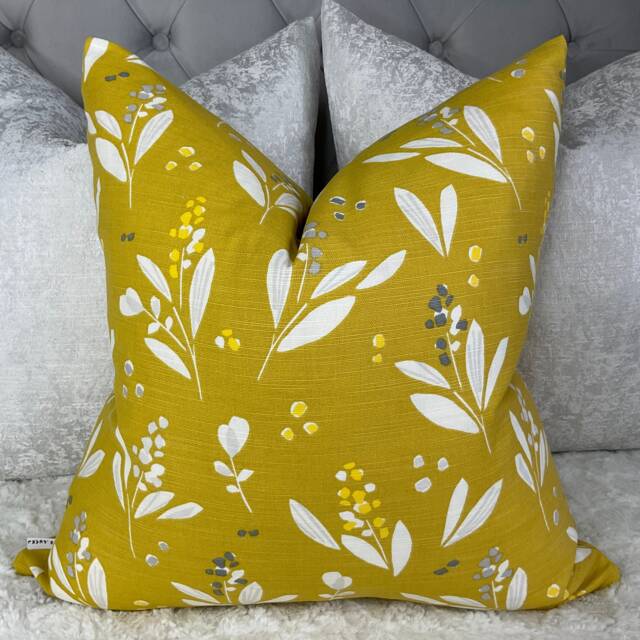 Lena Print Cushion Cover - Citrine John Lewis & Partners Fabric Handmade in UK Cotton Linen Double-Sided Pillow Sham - image 1