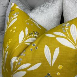 Lena Print Cushion Cover - Citrine John Lewis & Partners Fabric Handmade in UK Cotton Linen Double-Sided Pillow Sham - thumbnail 3