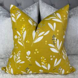 Lena Print Cushion Cover - Citrine John Lewis & Partners Fabric Handmade in UK Cotton Linen Double-Sided Pillow Sham - thumbnail 1