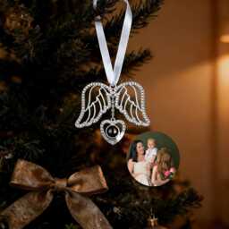 Custom Angel Wings Photo Ornament For Christmas, Family Decor, Heart Memorial Projection Ornament, Sympathy Gifts, Christmas Gift Her - thumbnail 1