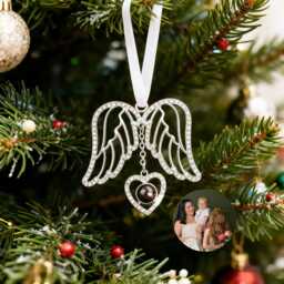 Custom Angel Wings Photo Ornament For Christmas, Family Decor, Heart Memorial Projection Ornament, Sympathy Gifts, Christmas Gift Her - thumbnail 4