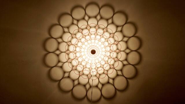 Wall Lamp Silhouette Bubbles - Wooden Lampshade Shadow Ceiling - image 1