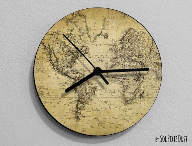 Vintage Old Map Compass - Wall Clock - image 1