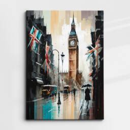 Big Ben London Abstract Oil Painting UK Paint Colourful Wall Art Framed Canvas Poster Print Home/Office Room Decor Gifts - thumbnail 3