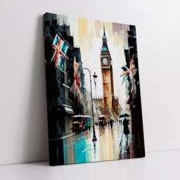 Big Ben London Abstract Oil Painting UK Paint Colourful Wall Art Framed Canvas Poster Print Home/Office Room Decor Gifts - thumbnail 2