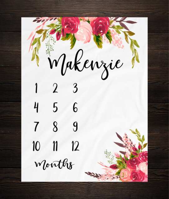 Girl Baby Milestone Blanket Month Growth Tracker Soft Fleece Minky Shower Newborn Gift Floral - image 1