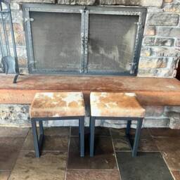 Cowhide & Steel Vanity Stool, Dining Chair Foot Bench Seating - Fpmb - thumbnail 3