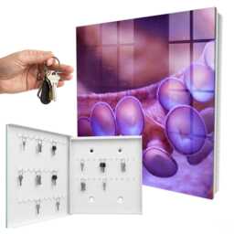 Underwater Harmony Wall Mounted Key Cabinet, Purple Industrial Box, Abstract Nature, For Lovers Of Marine Inspirations - thumbnail 2