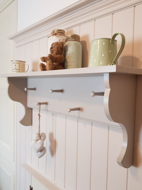 Handmade Hardwood Shaker Peg Shelf Farmhouse Kitchen Storage - image 1