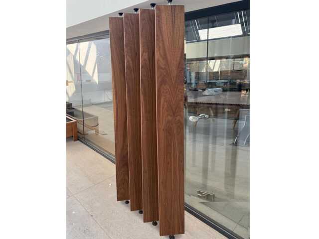 Slat Room Divider, Veneered Wood Rotating Partition With Custom Ceiling Height - image 1