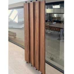 Slat Room Divider, Veneered Wood Rotating Partition With Custom Ceiling Height - thumbnail 2
