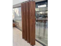 Slat Room Divider, Veneered Wood Rotating Partition With Custom Ceiling Height
